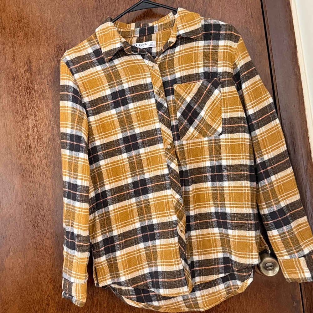 Universal Thread Mustard Plaid Flannel Button Down